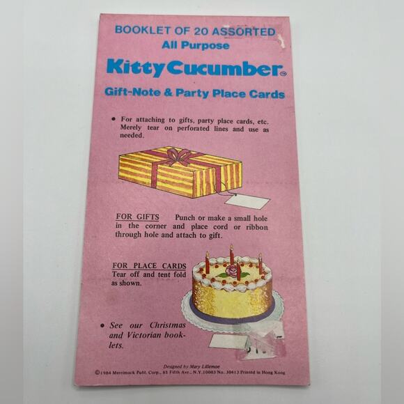 Vintage Kitty Cucumber book and gift tags NWT - Picture 4 of 11